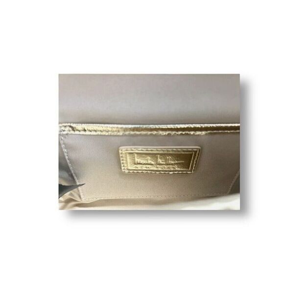 Nicole Miller NWT Gold Sequin Shoulder Bag Purse Shiny Strap Party Clutch Luxe - Picture 8 of 13